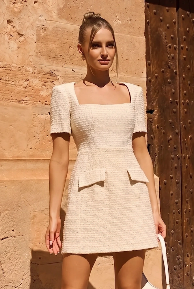 Sloane Beige - mini abito con spalline
