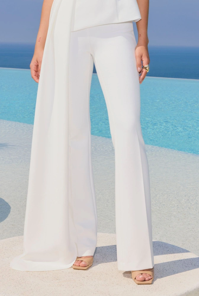 Puerto – pantaloni eleganti color bianco panna