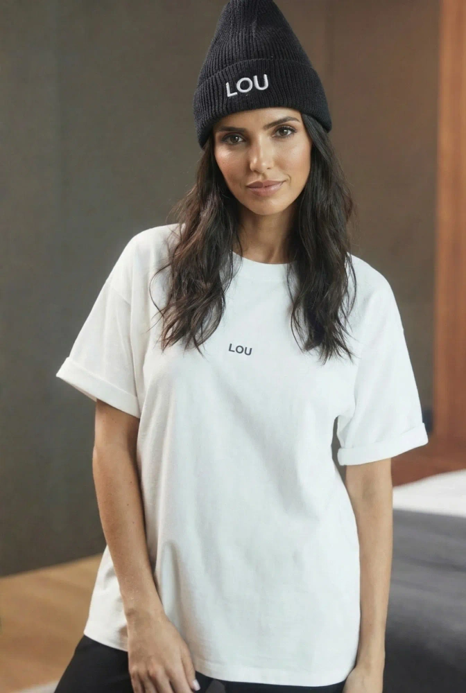 Madison - T-shirt classica ecru con logo nero