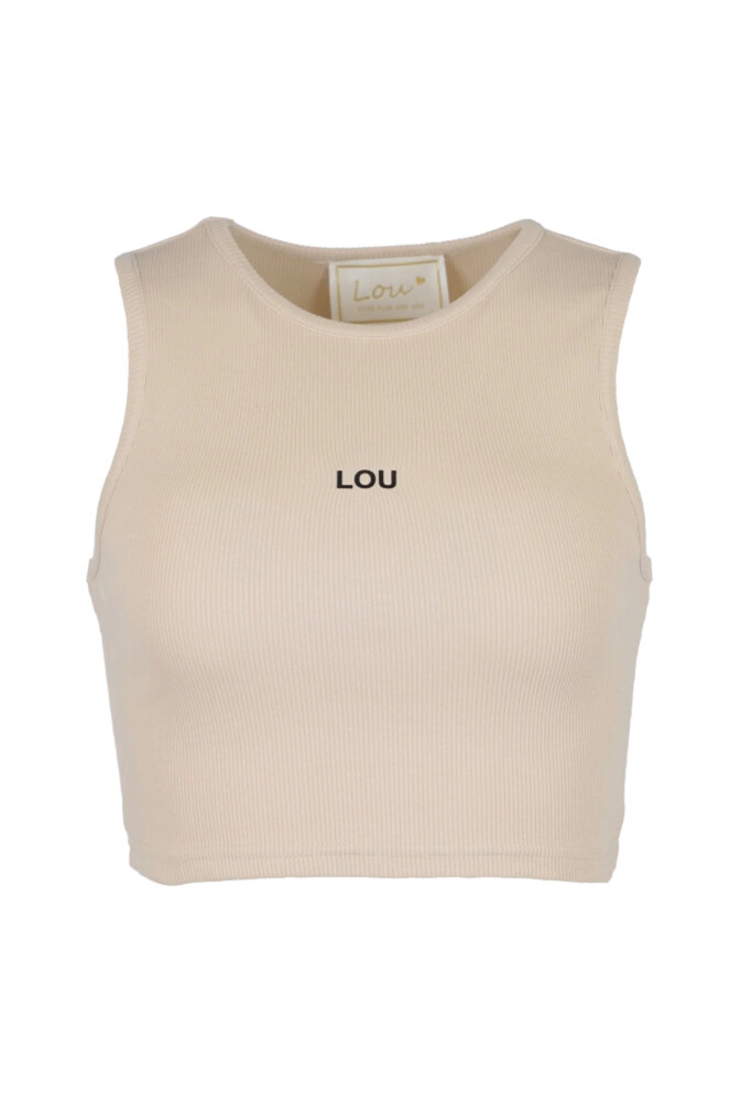 Saura - Top corto beige senza spalline