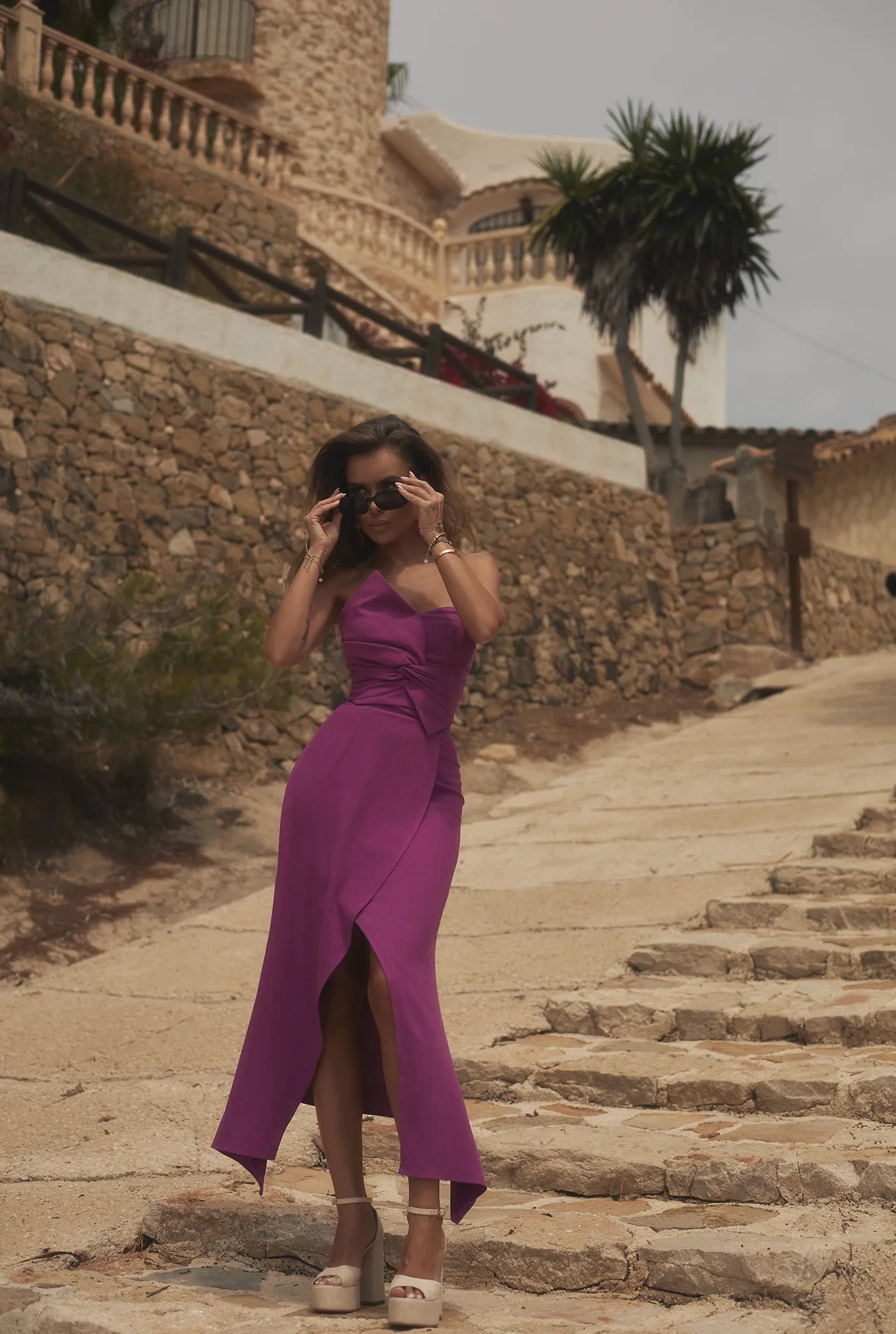 Medea - Set corsetto e gonna midi fucsia