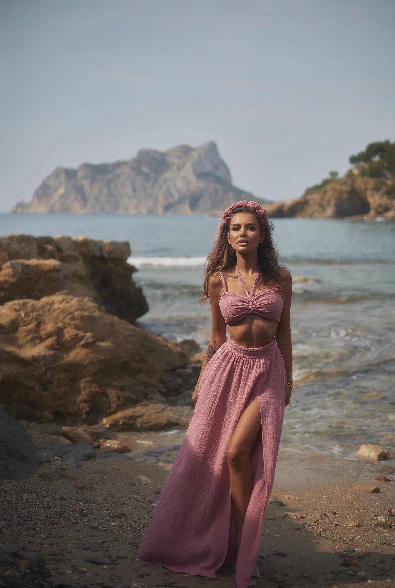 Vernon - Set asimmetrico in rosa sporco