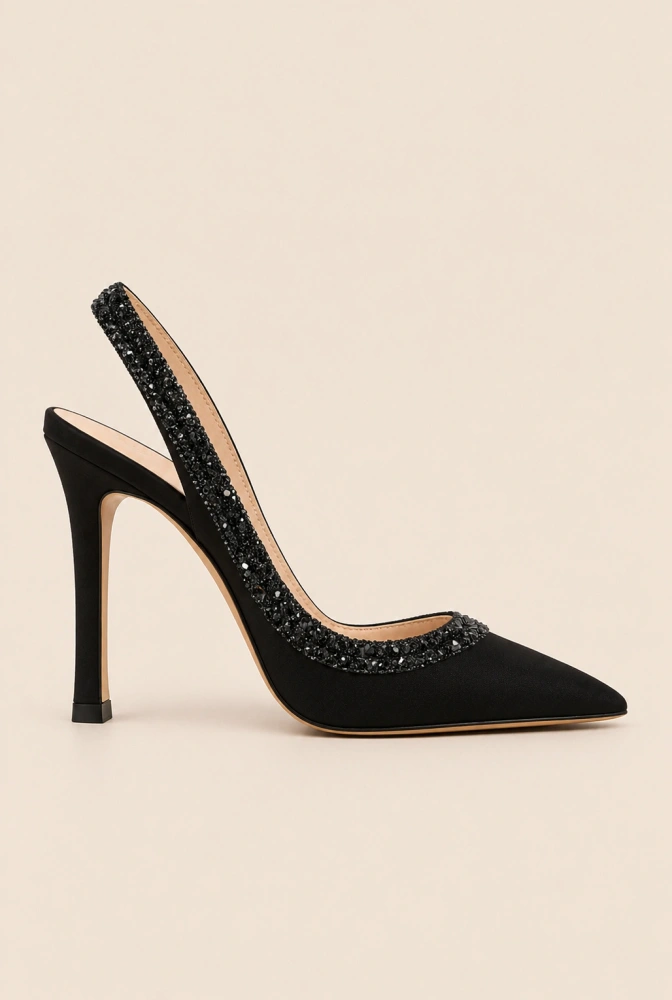 Monse – décolleté nere con finitura glitterata