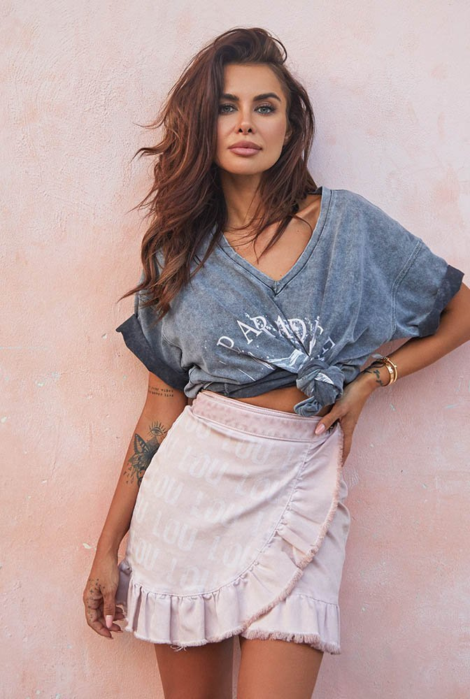 Danica - Gonna cipria con loghi sottili