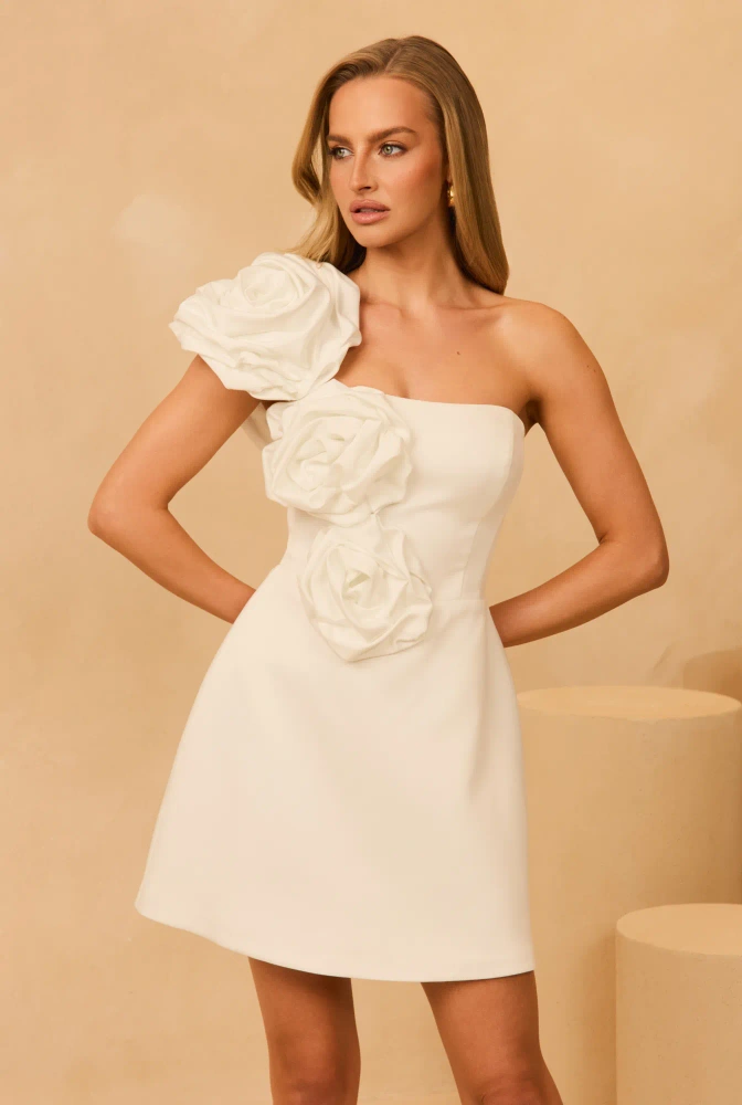 Tinsley – mini abito corsetto con fiori disposti a mano