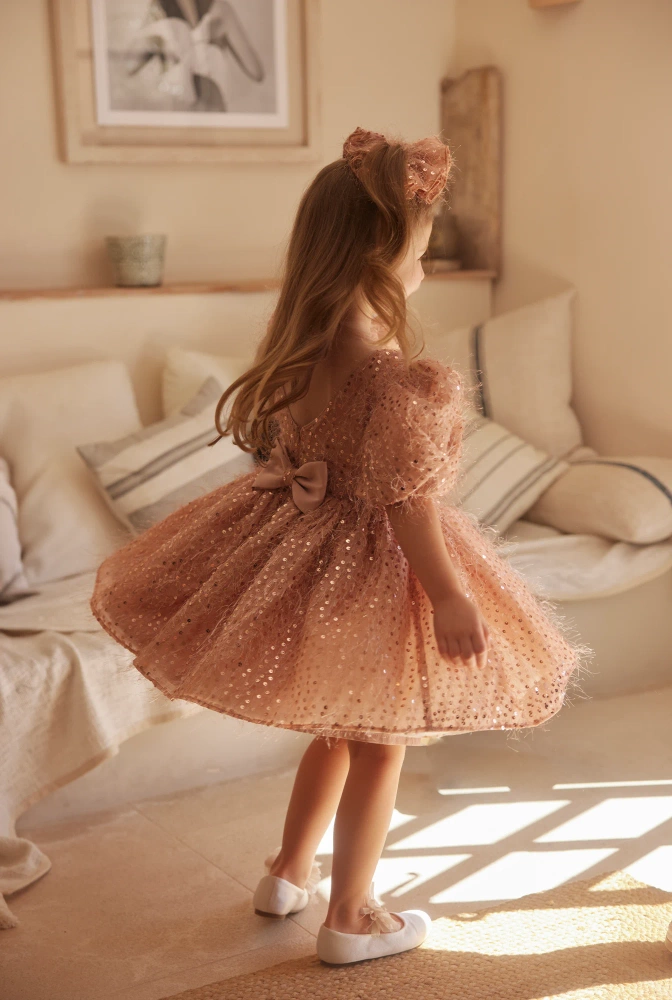 Kimi - Mini abito per bambini con fiocchi e fiocchetto decorativo