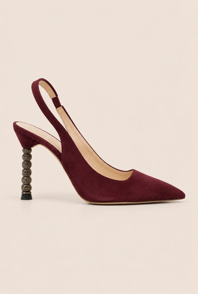 Briella – décolleté bordeaux con strass nel tacco