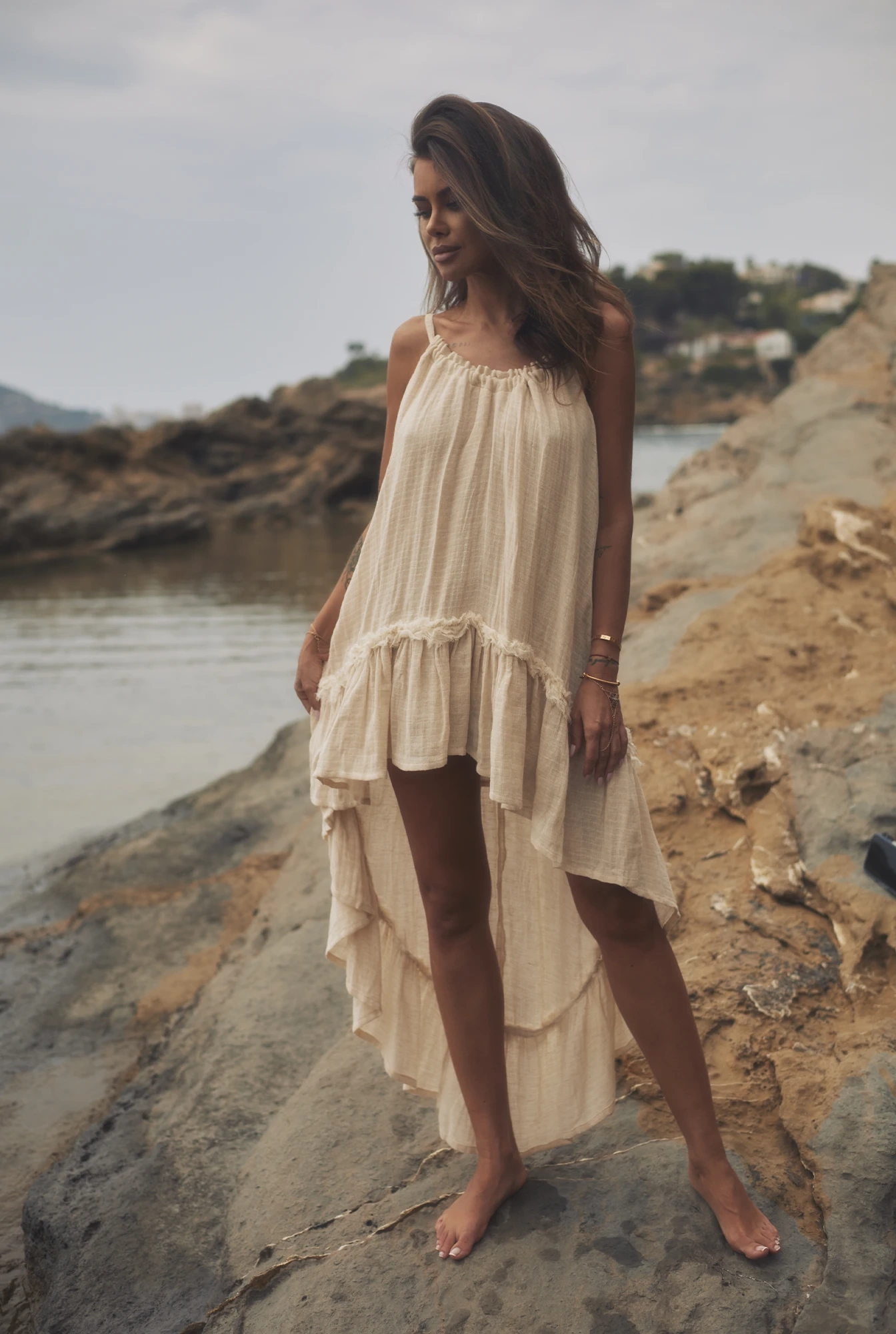 Bina - Maxi abito beige boho